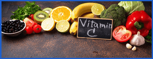 Fruits and vegetables with Vitamin C chalkboard