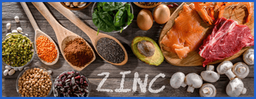 Various foods rich in zinc